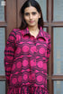 Cambric Cotton Long Martini Dress In Graphic Print